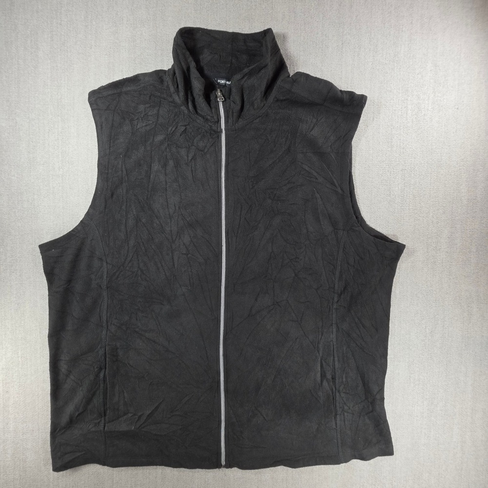 Port Authority Fleece Vest Mens 2XL‎ Black Full Zip Sleeveless Jacket Layering